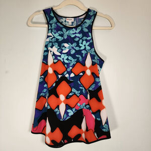 Peter Pilotto Target Red Iris Floral Racerback Swing Tank Top Size S